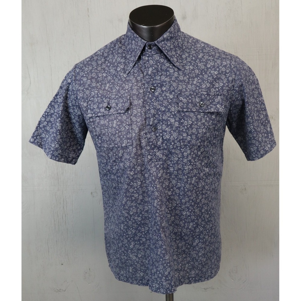 Vintage Malihini‎ Hawaiian Shirt Size M Multicolor Floral Pop Over Cotton Blend